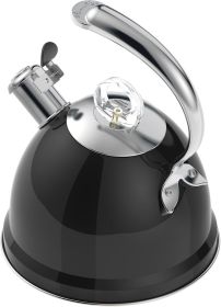 Tea Kettle Stovetop, 2.5 QT Whistling Stainless Steel Teapot, 3-Layer Base, Unique Ergonomic Handle, Includes Pot Holder & Mat